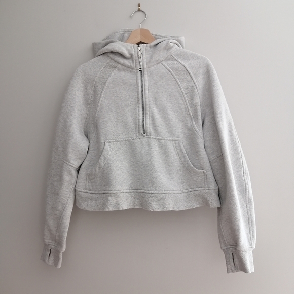 Lululemon Scuba Oversized 1/2 Half Zip Hoodie Fleece Lined Light Gray M/L - Picture 3 of 16